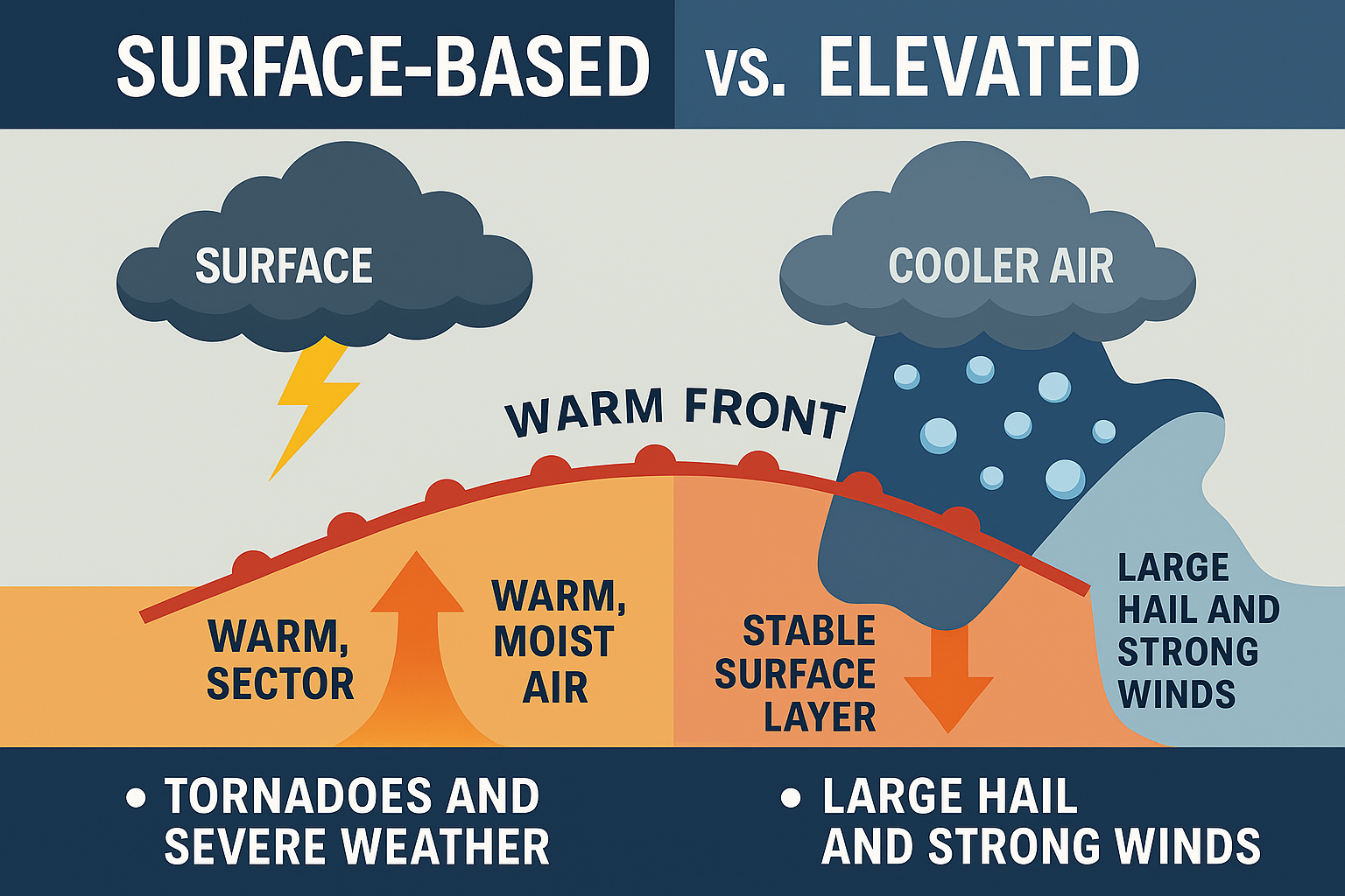 Elevated vs Surfaced Based Thunderstorm Infographic