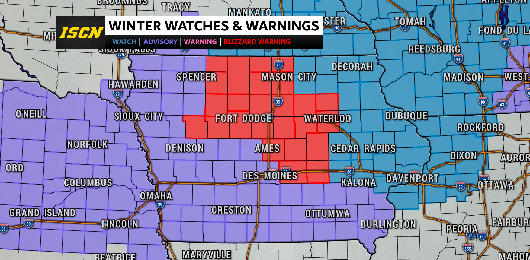 Blizzard Warning Across Northern Iowa