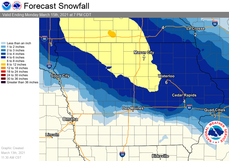 Moderate to Heavy Snow to Impact Northern Iowa ISCN