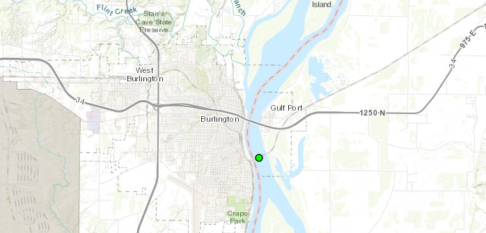 River level state at Burlington, Iowa