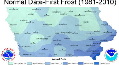 First frost in Iowa Date