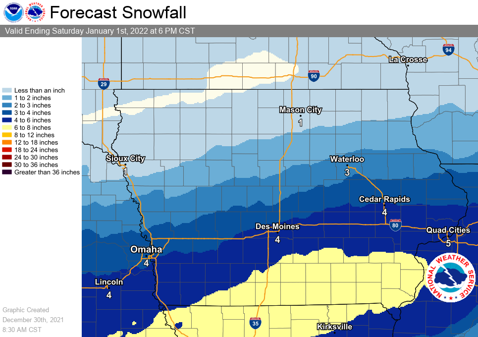 Winter Storm Watch Heavy Snow to Impact Iowa New Year’s Day