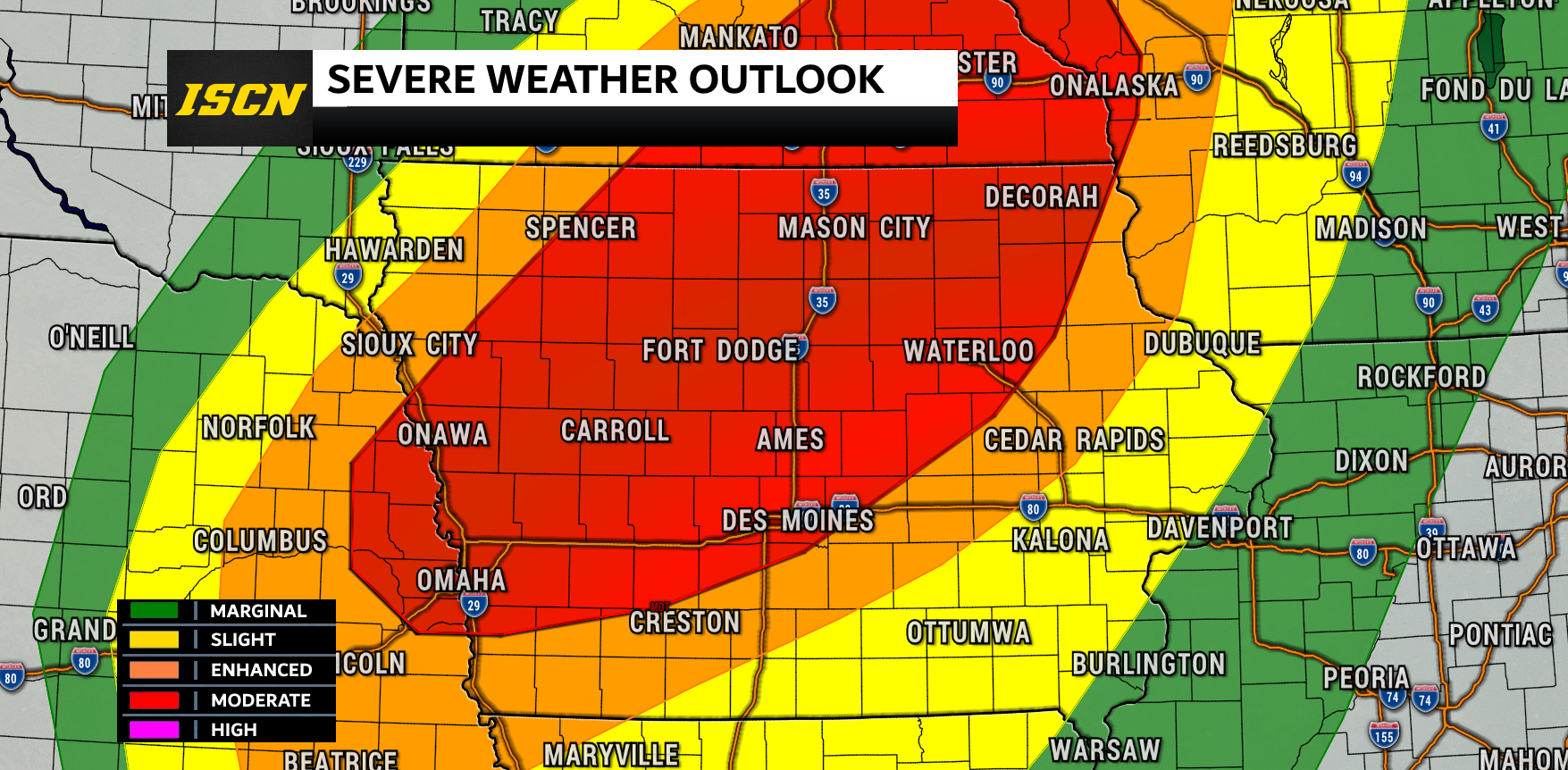 Rare December Moderate Severe Weather Risk Issued for Iowa