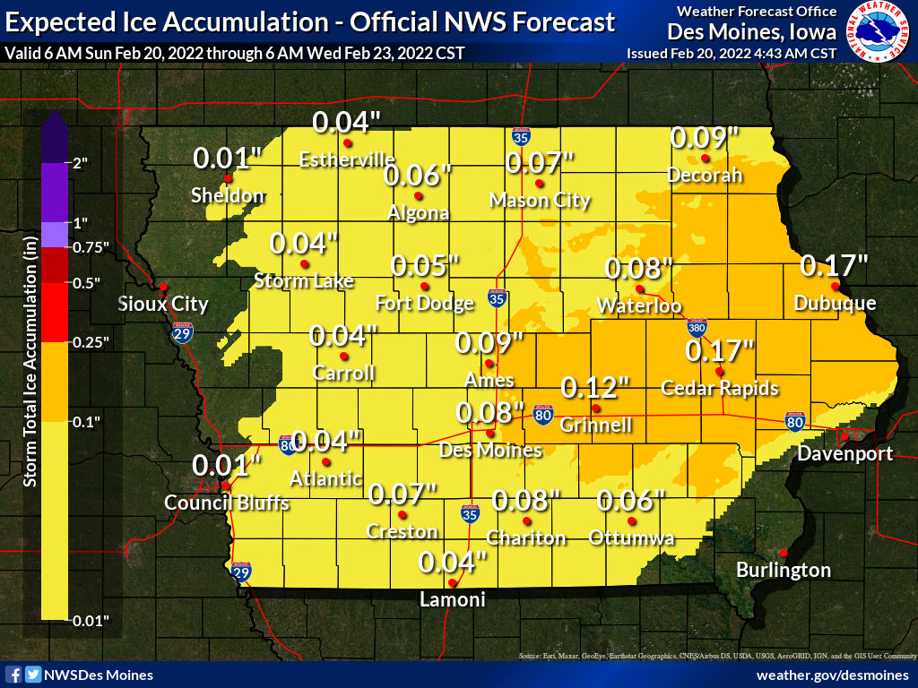 Iowa Ice accumulation forecast