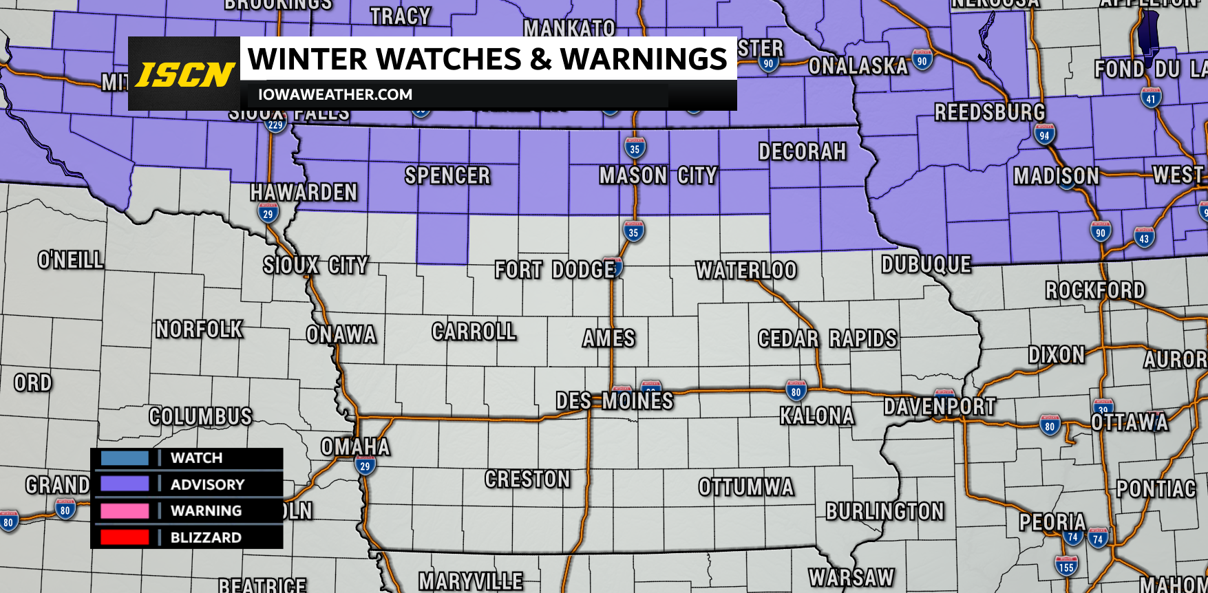 Wintry Mix Prompts Winter Weather Advisory in Iowa