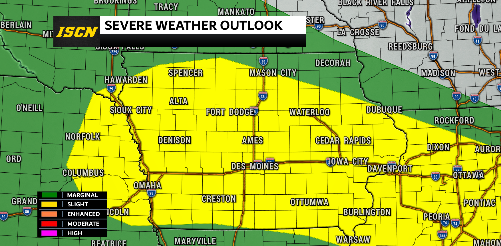 Enhanced Risk of Severe Weather Across Northwest Iowa- ISCN