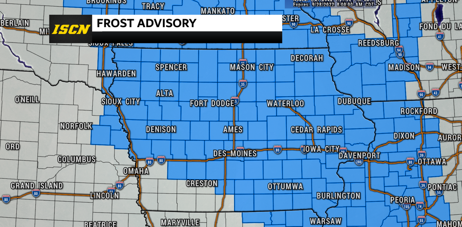 Frost Advisory Issued for Parts of Iowa