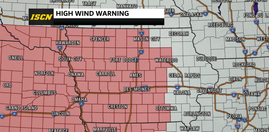 High Wind warning issued for parts of western Iowa