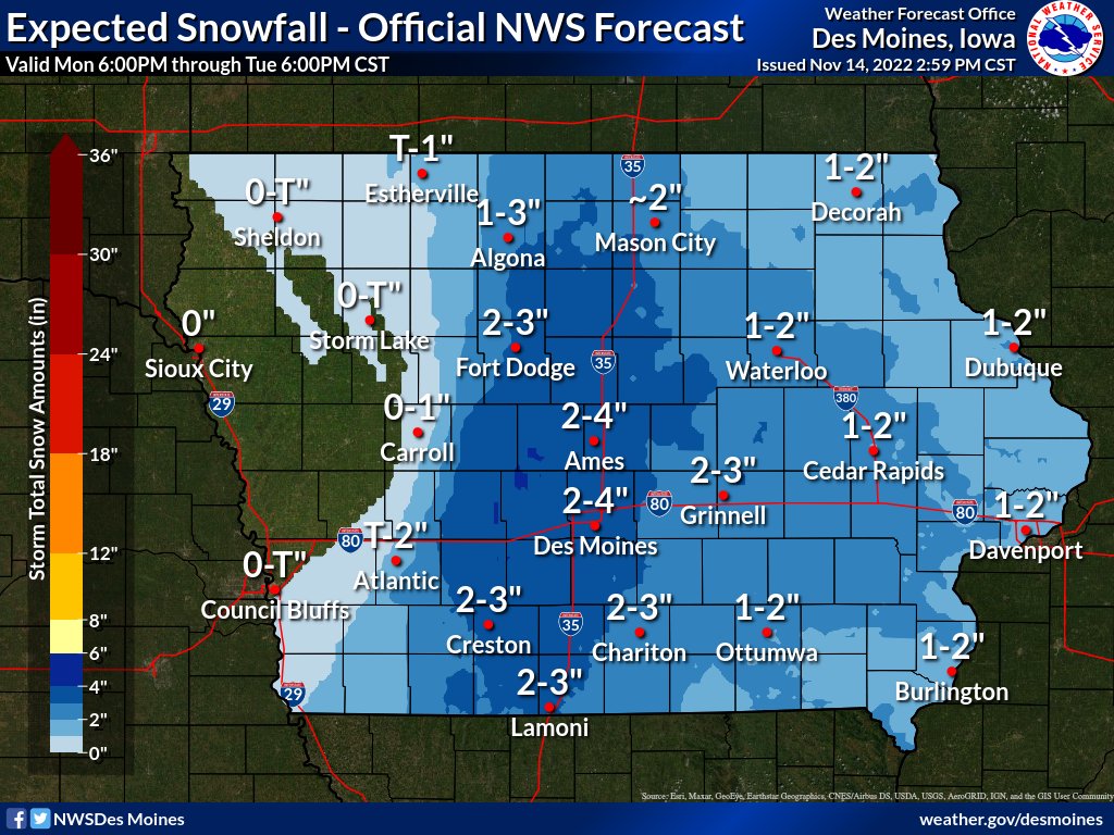 Iowa snowfall forecast