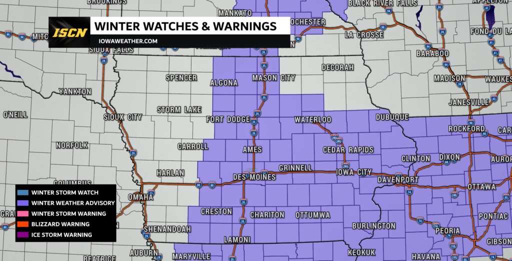 Winter Weather Advisory Issued for Parts of Iowa