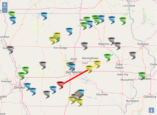 2022 Iowa Tornado Tracks 
