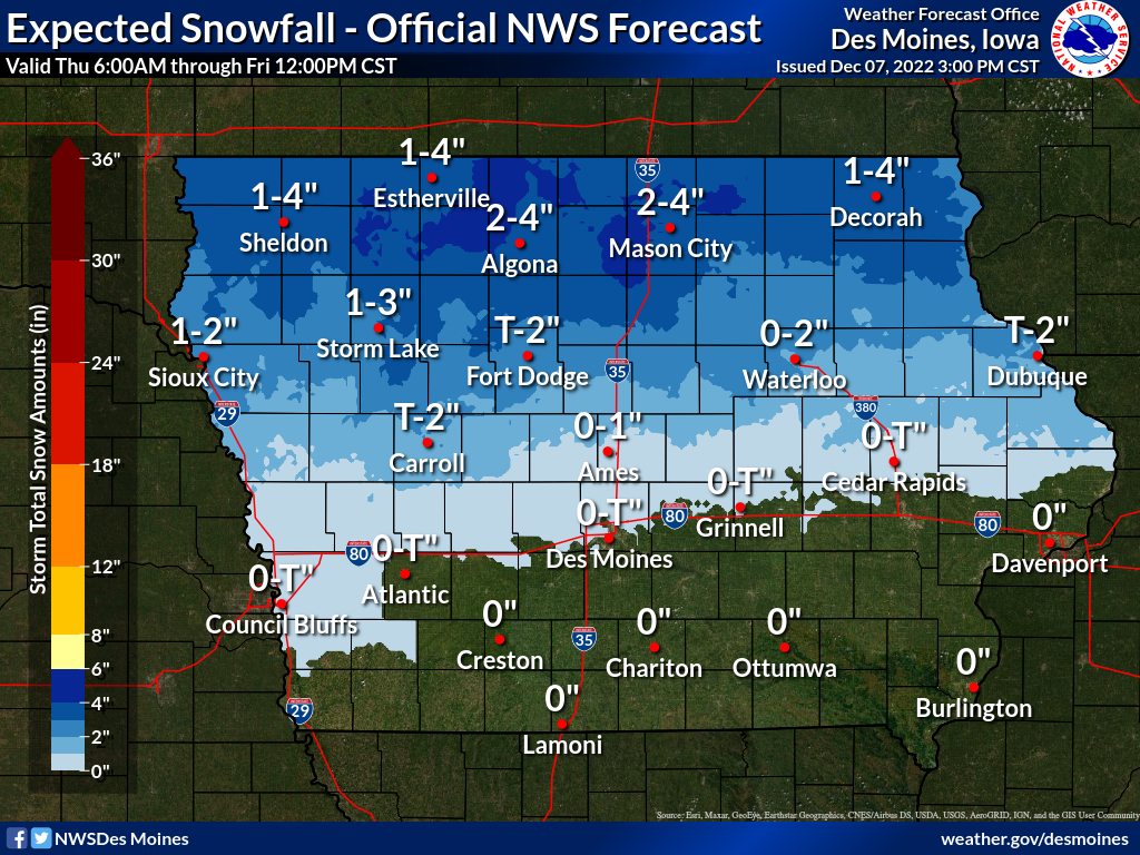 Winter Weather Expected Thursday in Northern Iowa