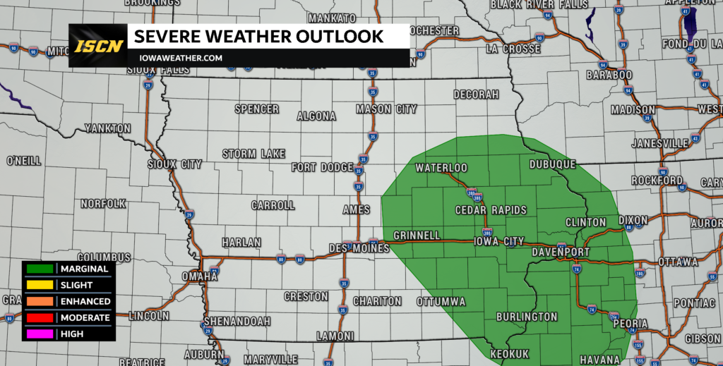 Marginal risk of severe weather in eastern Iowa in January 