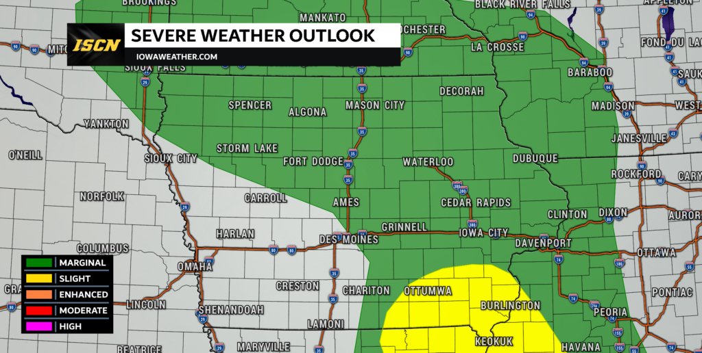 Saturday May 6th, 2023 severe weather outlook in Iowa