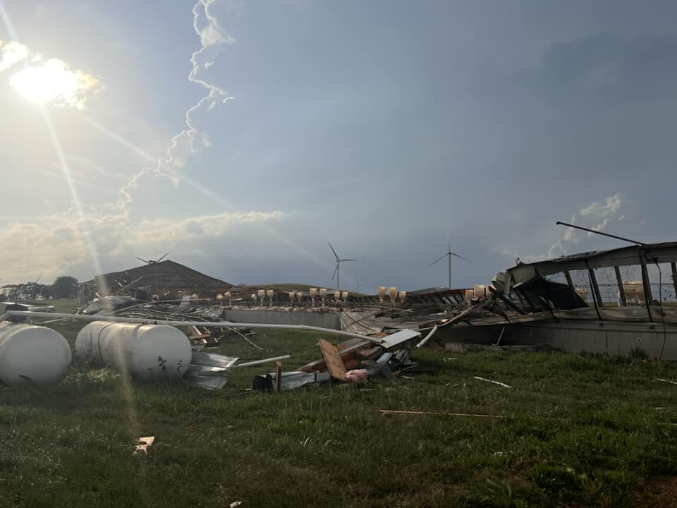 Tornado damage near Popejoy, Iowa Friday July 28, 2023
