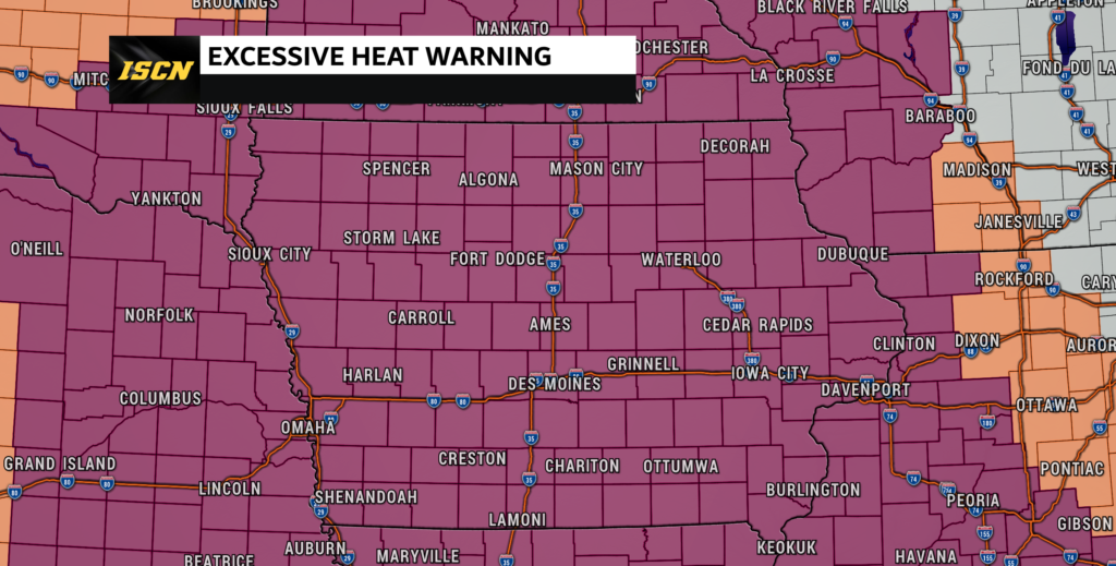 Excessive heat warning for all of Iowa
