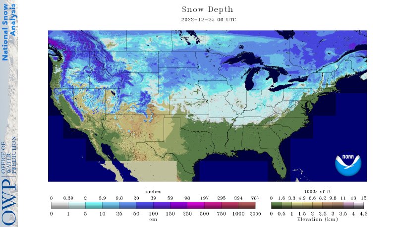Snow depth on Christmas morning 2022