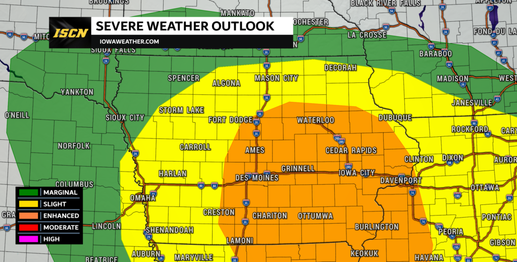 Enhanced risk of severe weather Tuesday in Iowa
