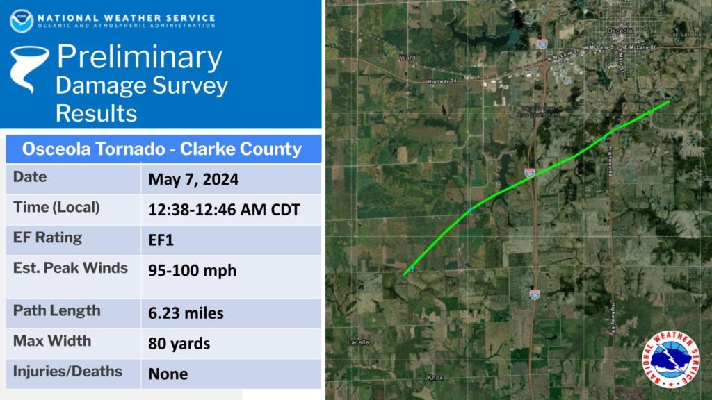 EF-1 Tornado in Clarke County Tornado Track 