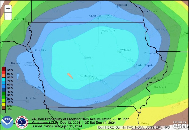 Ice Probability Greater Than 0.01" in Iowa