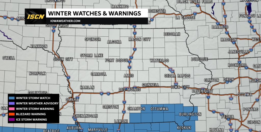 Iowa Winter Storm Watch for Southeast Iowa on Wednesday February 12th, 2025