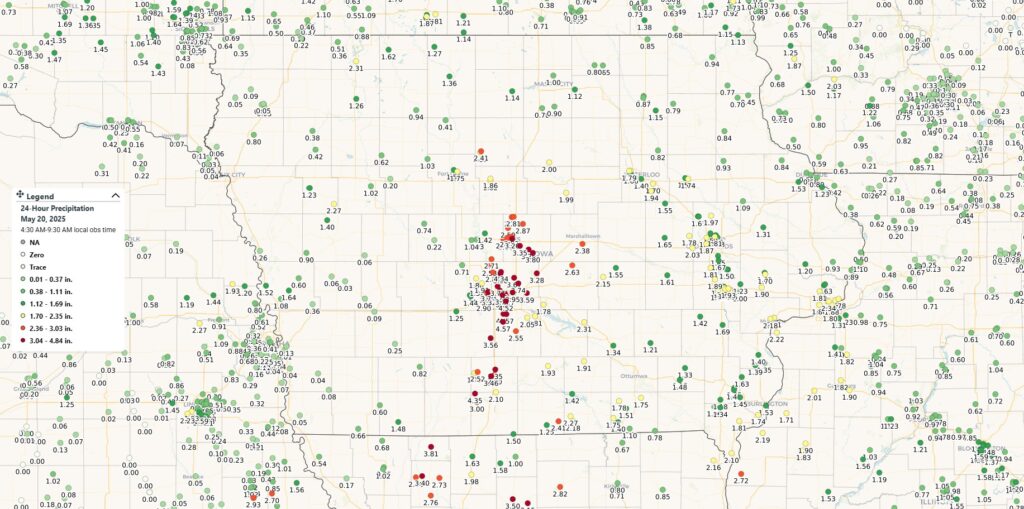 Rainfall reports across Iowa - IowaWeather.com Iowa rainfall reports from CoCoRaHS for Monday, May 19th, 2025