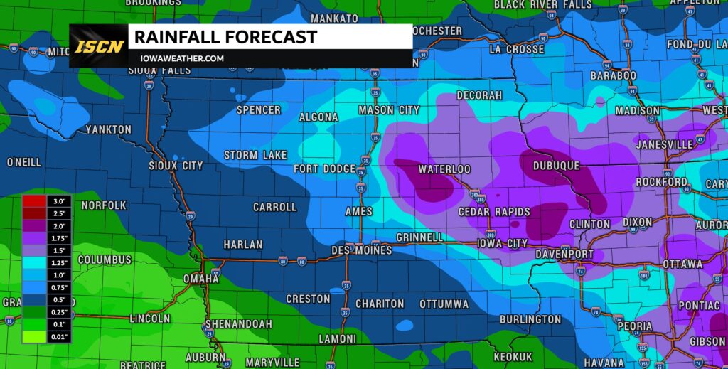 Rainfall forecast for Iowa for July 17th through 21st