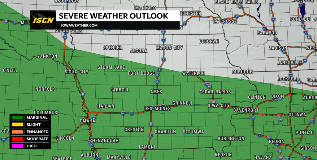 Marginal risk of severe weather for Saturday July 19th, 2025