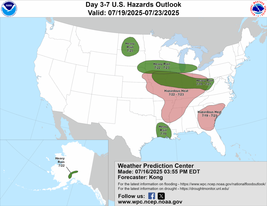 Hazards Weather Outlook for July 19th through 23rd