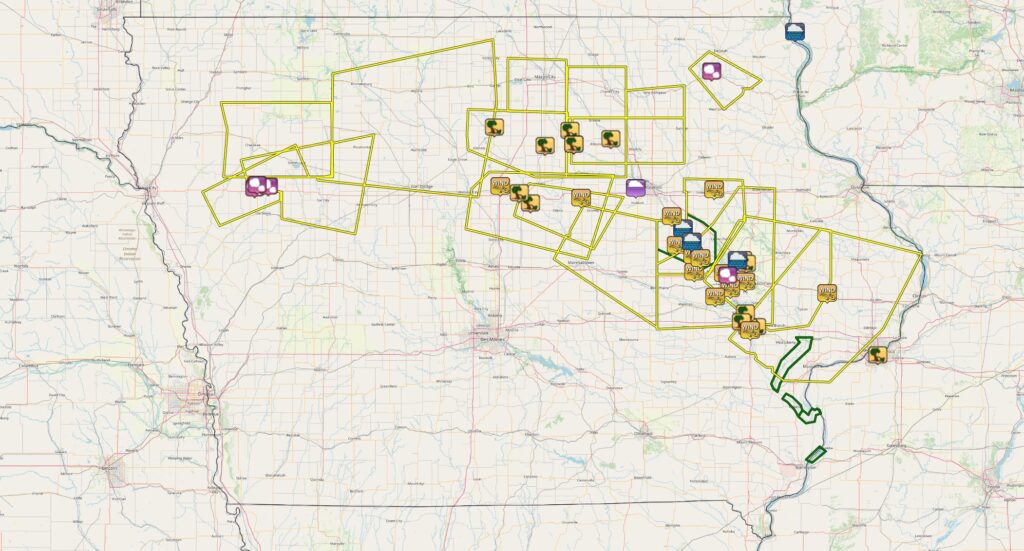 Iowa Severe Warnings and Reports Map for Friday August 15th, 2025