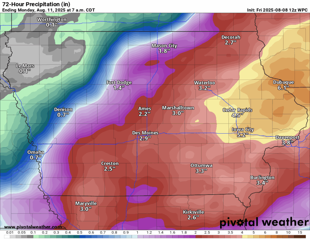 Iowa Rainfall Forecast from the Weather Prediction Center
