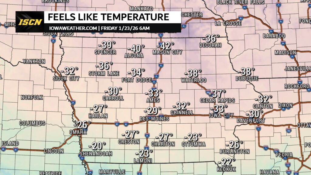 Wind Chill Friday Morning - IowaWeather.com Wind Chill Forecast for Iowa Friday Morning