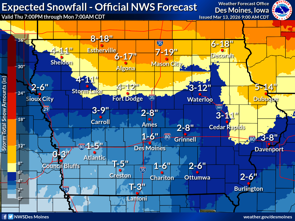 Iowa Snowfall Forecast