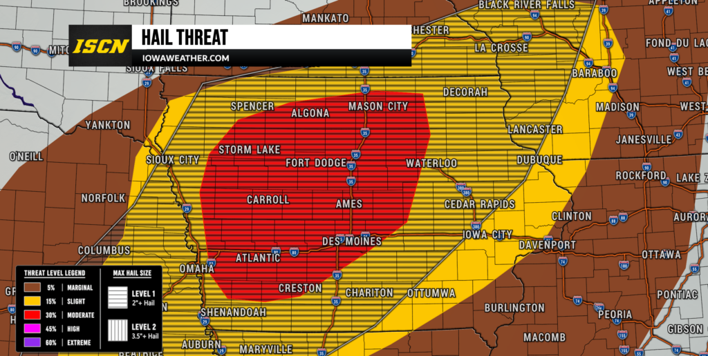 Iowa Hail Threat for Friday May 15, 2026