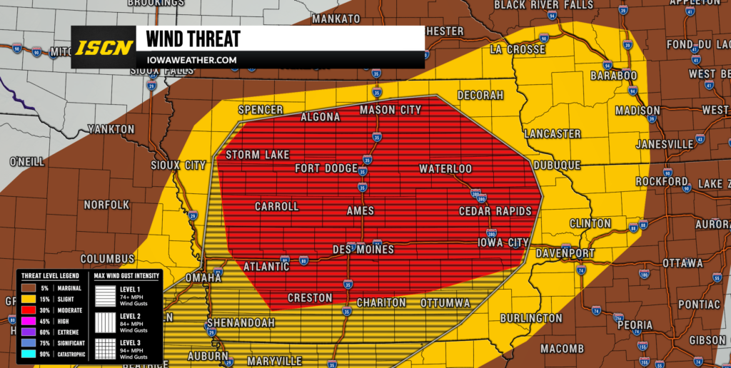 Iowa Damaging Wind Threat for Friday May 15, 2026