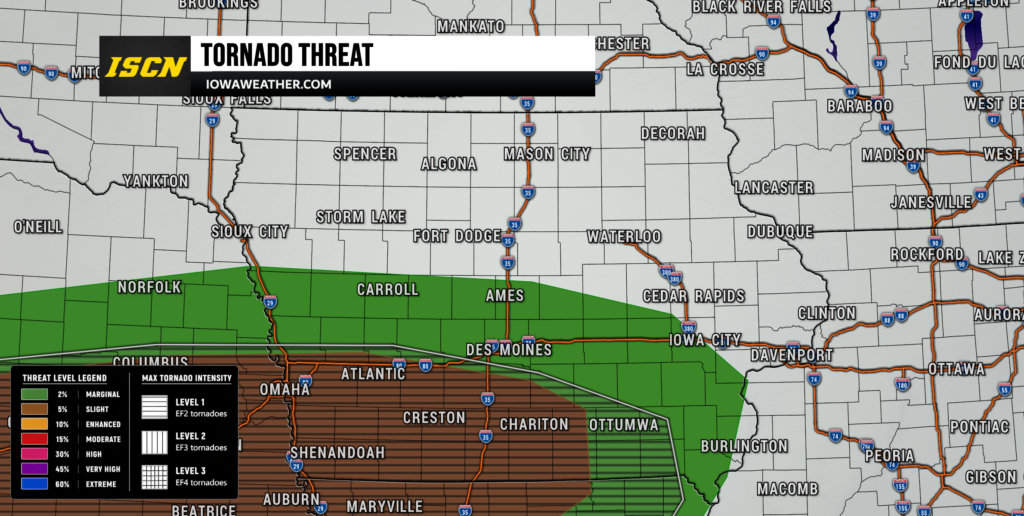 Iowa tornado outlook for Saturday, May 16, 2026