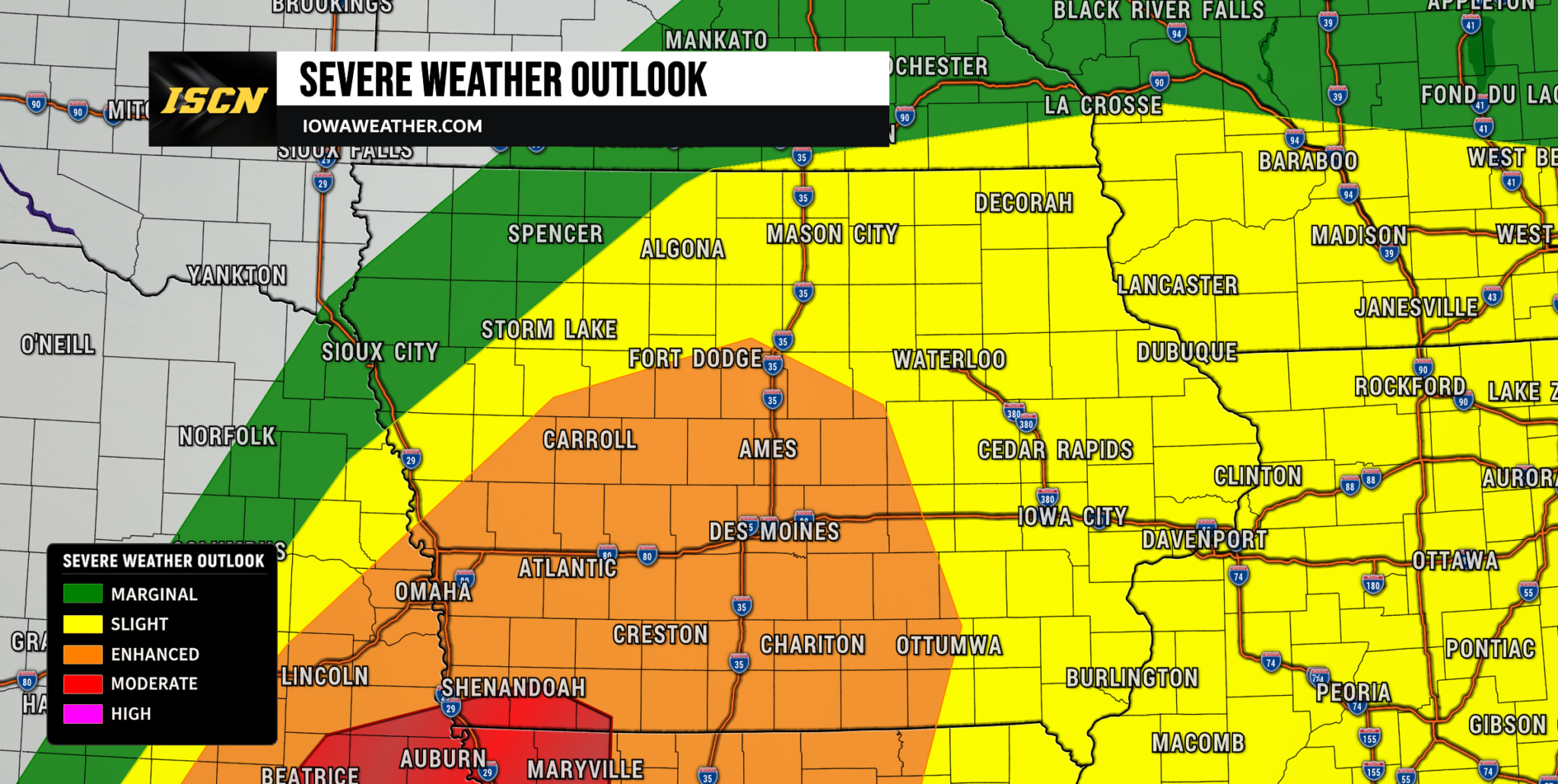 Enhanced Severe Weather Risk for Iowa Monday Night