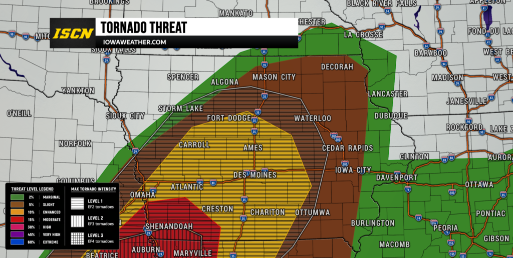 Iowa Tornado Outlook for Monday, May 18, 2026