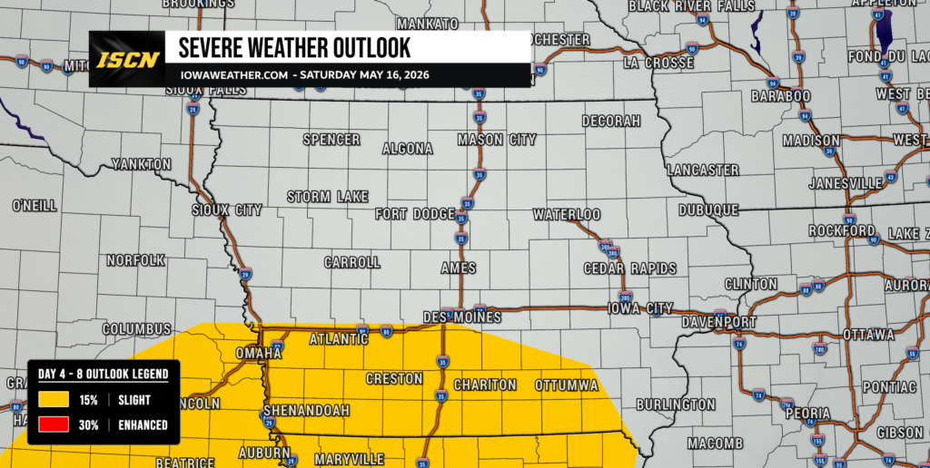 Slight Risk of Severe Weather on Saturday, May 16, 2026