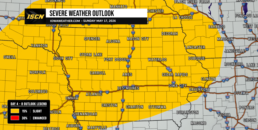 Slight Risk of Severe Weather on Sunday, May 17, 2026