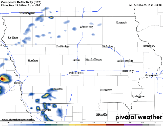 Future radar for Iowa on Friday, May 15, 2026