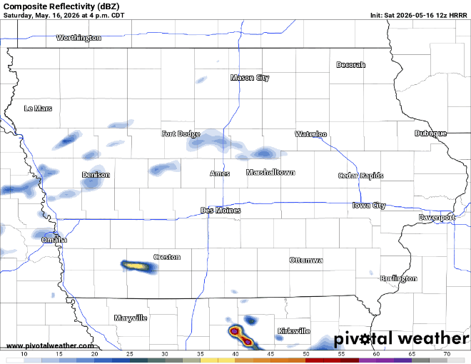 Future radar for Iowa for Saturday, May 16, 2026