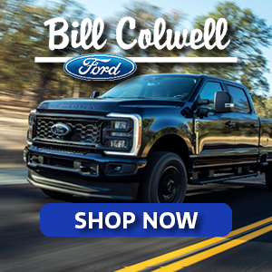 feb_ISCN_ad_300x300 - IowaWeather.com Blue Ford pickup on a dealership banner with Bill Colwell Ford logo and a blue 'Shop Now' button.