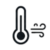 Heat Index Wind Chill Icon Thermometer with wind lines indicating warm weather