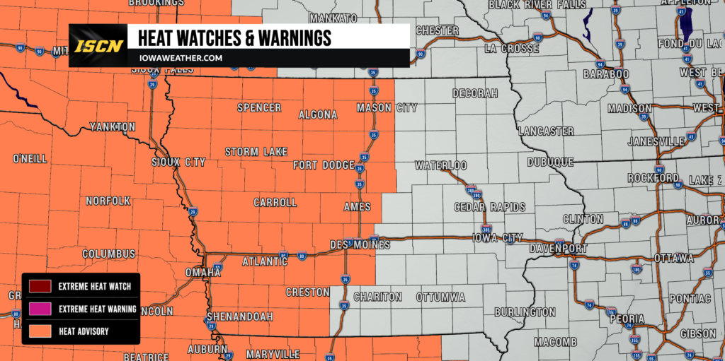 Heat Advisory Iowa Map