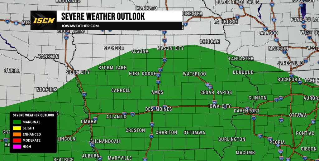 Friday Severe Weather Outlook for Iowa - IowaWeather.com Severe Weather Outlook for Iowa for Friday August 14th, 2026