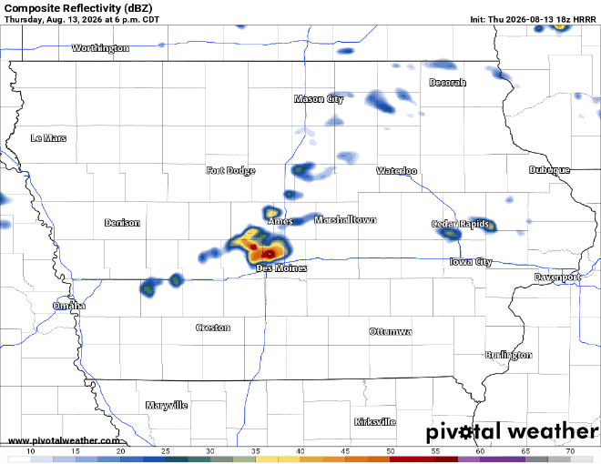 HRRR Futurecast Weather - IowaWeather.com Simulated radar reflectivity for Thursday evening into Friday midday for Iowa