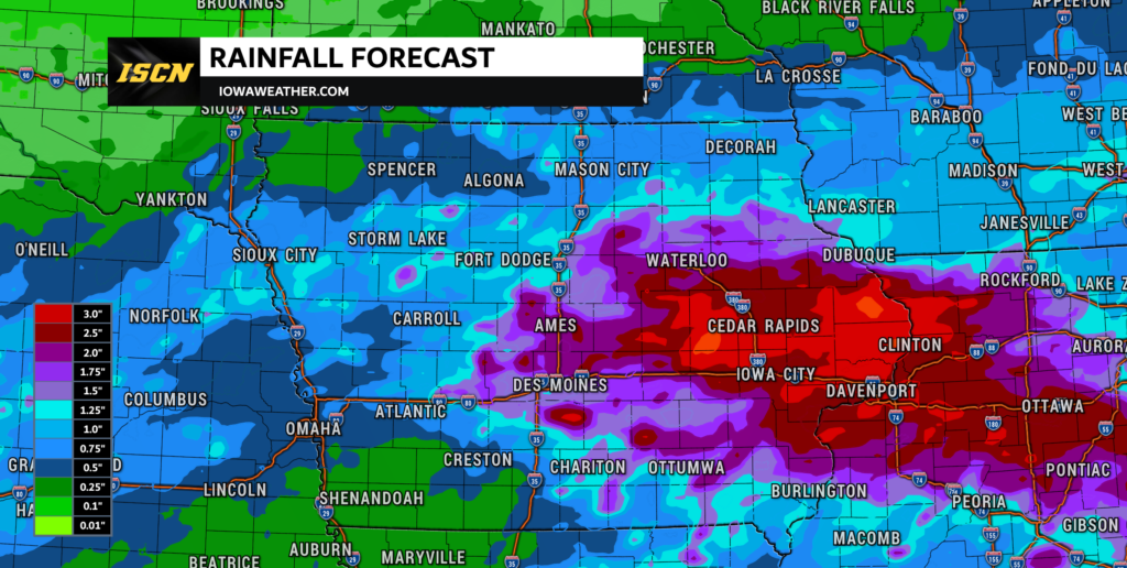 Rainfall Forecast for Iowa through Sunday Evening - IowaWeather.com Weather Prediction Center Rainfall Forecast Through 7PM Sunday