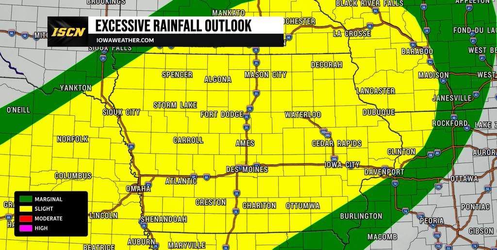 Excessive rainfall outlook for Iowa on Wednesday