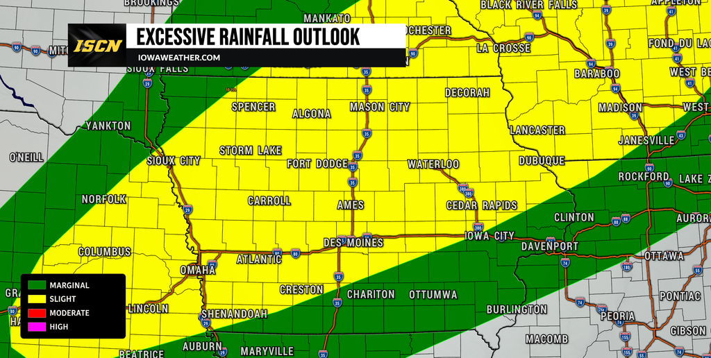 Excessive Rainfall Outlook for Iowa on Monday September 14th, 2026